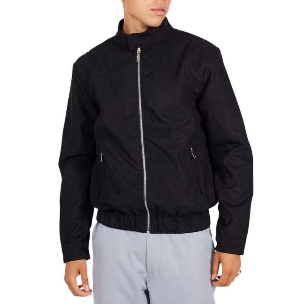 Brave Soul Mens Funnel Neck Bomber Jacket / Black